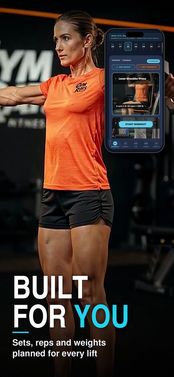 Built for you: sets, reps and weights planned for every lift